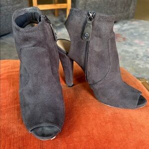 MICHAEL Michael Kors Black Suede Peep-Toe Boots